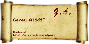 Gerey Aldó névjegykártya